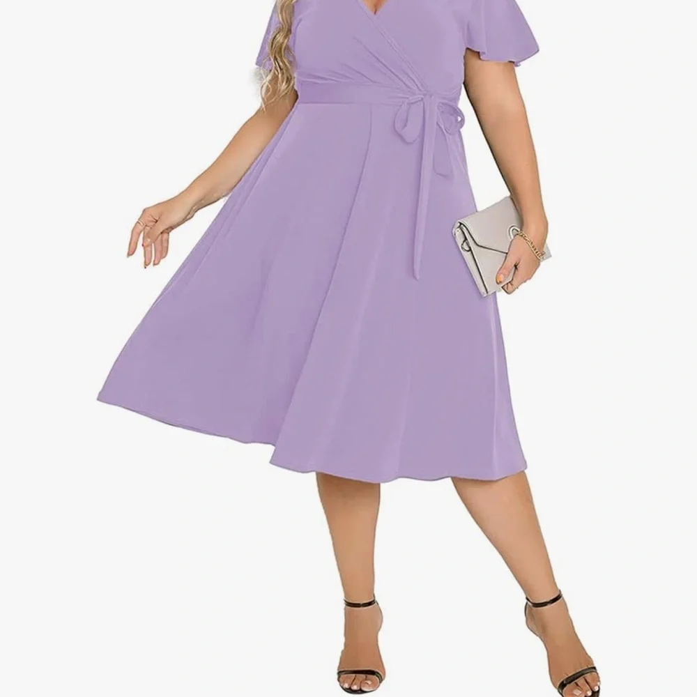 Lavender midi wrap dress, size XXL - Picture 3 of 6